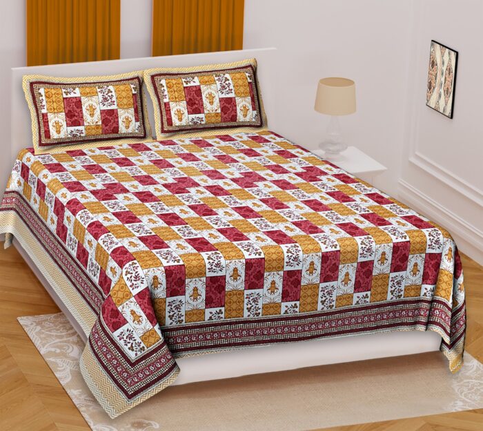 Max King Size 100% Cotton Double Size Bedsheet with Pillow Covers, 260 TC