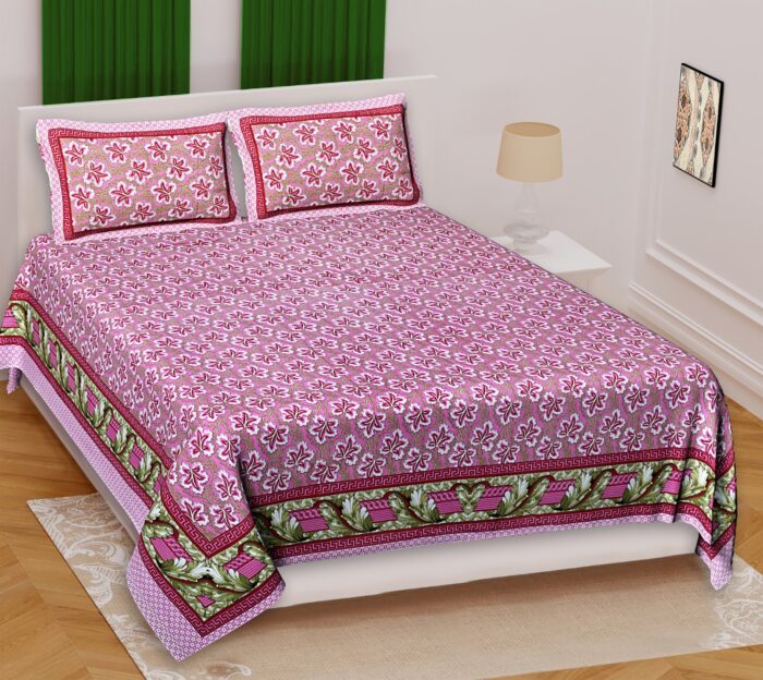 Max King Size 100% Cotton Double Size Bedsheet with Pillow Covers, 260 TC