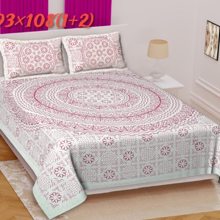 King Size 100% Cotton Double Size Bedsheet with Pillow Covers
