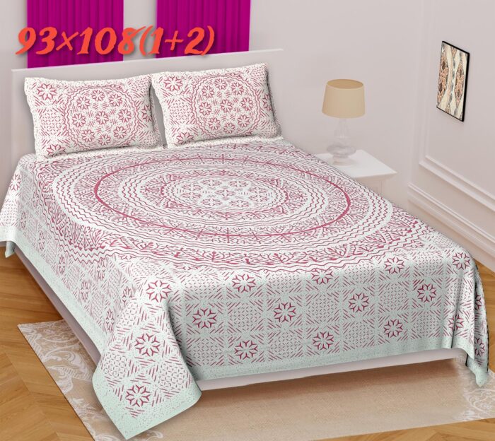 King Size 100% Cotton Double Size Bedsheet with Pillow Covers